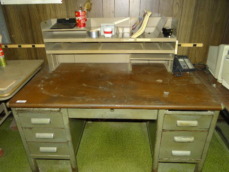 lot 1177 image: Metal Desk & Contents Phone Not Included.