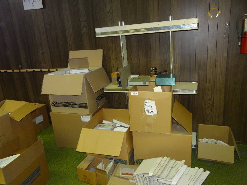 lot 1195 image: 6 Boxes Of Boxes Good For Gifts Wrapping & Shelf With Contents.