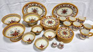 lot 15767 image: $$ JC Penney Tuscan VILLA ANCONA by Chris Madden HOME Collection 32 Pc Floral wRope Edge, Ceramic Dish Set