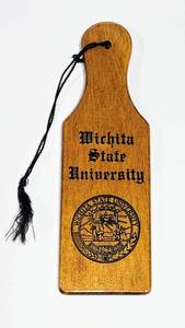 lot 15775 image: Vintage Wichita State University Wood Paddle for Hanging