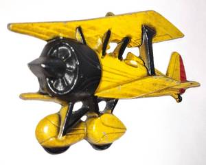 lot 15776 image: Vintage Cast Metal Bi Plane Wall Hanging - Made in the USA Waco Ymf-5c Biplane() Cessna()
