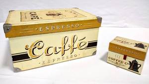 lot 15780 image: 2004 Tri Coastal Design, Art in Motion Coffee Dark Roast Storage & Recipe Box - from Artist Angela Staehling (Details in Description)
