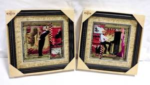 lot 15784 image: New In Box 2004 Jazz Music Club Scene Dimensional Painted Glass Wall Decor (8.5 X 8.5) - Lot of 2