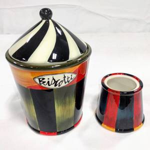 lot 15787 image: NEW - Cafe De Paris Biscotti Jar by Certified International, Designed by Jennifer Garant - Stunning Color Scheme