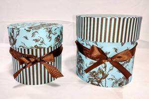 lot 15790 image: Cylindrical Decorative StorageGift Cardboard Boxes with Lids (Set of 2) Paperboard Nesting Box Set