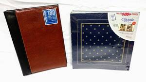 lot 15819 image: Lot of 2 New Photo Albums - Pinnacle Classic (13x9) Wine & Black Album, Holds 180 (4x6) & A Vintage Rembrandt 3-Ring wFluer De Lis Pattern, Holds 500 (3.5x5) Photos
