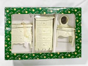 lot 15843 image: Dillards Trimmings 3Pc Shabby Chic (Doll House Size) Furniture Christmas Ornaments Set NIB