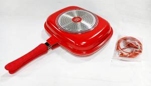 lot 15869 image: NEW Cooks Companion Cast Aluminum Ceramic Nonstick Easy Flip 12 Pan Griddle RED