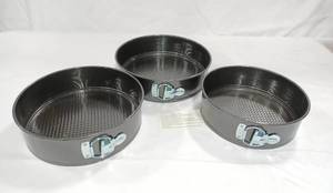 lot 15872 image: New Springform Pan Set, Nonstick Round Cake Pan Set Includes 3 Pieces (9, 10, & 10.5) with Removable Bottom