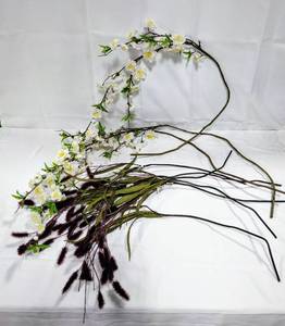 lot 15881 image: Lot of (6) 36 Maroon Bunny Tails w Leaves & (3) 54 Cherry Blossom Branches, Artificial Flowers for DIY Crafts