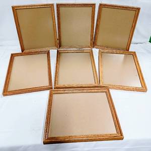 lot 15886 image: Lot of 7 - (10 x 13 Photo Size) Oak Picture Frames, Wall Mount wHardware - Each Frame Measures 14.5 x 11.5 x 1 Thick