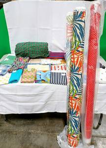 lot 15887 image: Large Lot of Material, including a Large Roll of Bryant Industries Outdoor Fabric