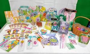 lot 15897 image: HAPPY EASTER Decorations - 2 Sided 13 Ceiling Hangings, Basket Stuffers, Window Clings & More