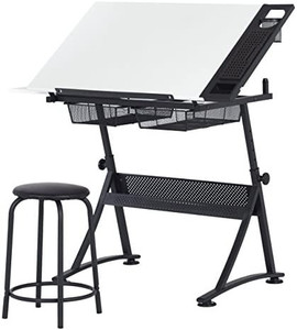 lot 15911 image: Studio Designs Fusion 47.75 W x 23.75 in. D Craft Center w2-Drawers & Organizer Side Tray