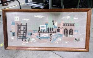 lot 15912 image: Vintage Framed Cross Stitch - 38 W x 18.5 H