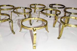 lot 16001 image: Gold-Toned Egg StandHolders - Lot of 9 - Approx 1 18 Tall
