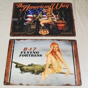lot 2068 image: Pin-up Girl Large Metal Signs