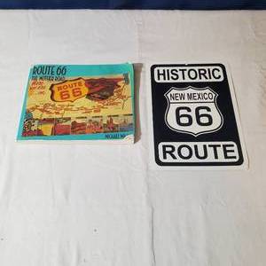 lot 2133 image: Route 66 Metal Sign and Vintage Book