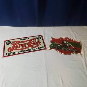lot 2171 image: Metal Advertising Signs Pepsi Cola