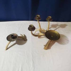 lot 2187 image: Deer Antler Candle Holder Set