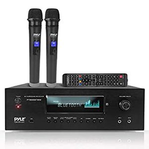 lot 1002 image: Pyle 3-Channel Wireless Home Theatre Bluetooth Streaming w 2 Microphones
