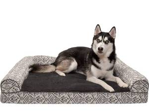 lot 1012 image: Furhaven Orthopedic, Cooling Gel, and Memory Foam Pet Beds for Small, Medium, and Large Dogs and Cats - Plush and Suede Sofa