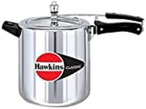 lot 1042 image: Hawkins Classic CL8W 8 L Aluminum Wide Body Pressure Cooker, Medium, Silver