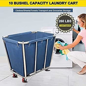 lot 1539 image: Commercial Laundry cart with wheels ,10 Bushel Large Industrial Rolling Laundry Hamper with Waterproof Lining,Home Heavy Duty Laundry Baskets with Stainless Steel Frame, 260 LBS Load