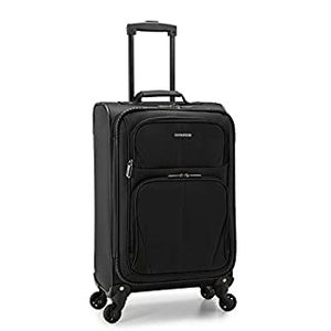 lot 1544 image: U.S. Traveler Aviron Bay Expandable Softside Luggage with Spinner Wheels, Black, Carry-on 23-Inch