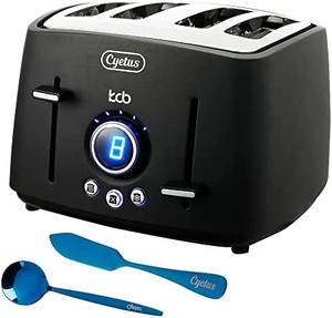 lot 1550 image: CYETUS 4-Slot Toaster, CYK4101, Extra Wide Long Slot Stainless Steel, Defrost, Bagel and Cancel Functions, 9-Shade Settings