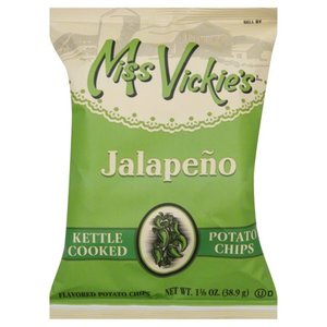 lot 1563 image: 20 Pack Case - Miss Vickies Kettle Cooked Jalapeno Potato Chips, 1.375 oz Bag, 64Carton