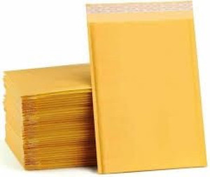 lot 1573 image: 500 Pack Case of Kraft Bubble Mailers, 4��X7��, Yellow