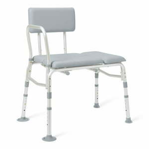 lot 1603 image: Medline Padded Transfer Bench with Back Supports up to 400 lbs Gray