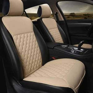 lot 3017 image: Black Panther 1 Pair Car Seat Covers, Luxury Car Protectors, Universal Anti-Slip Driver Seat Cover with Backrest,Diamond Pattern (Beige), INCLUDES PILLOWS