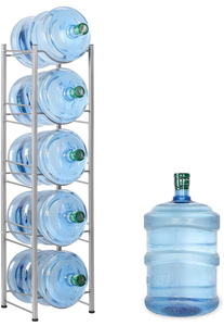 lot 3020 image: 5 Gallon Water Jug Rack, 5-Tier Water Bottle Holder Storage Rack, Water Jug Organizer for Kitchen,Office,Garage(Silver)