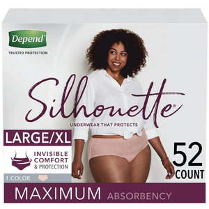 lot 3036 image: Depend Silhouette Women s Maximum Postpartum Incontinence Underwear LXL Pink 52 Count
