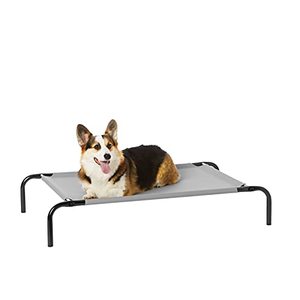 lot 3095 image: Amazon Basics Cooling Elevated Dog Bed with Metal Frame, Medium, 43 x 26 x 7.5 Inches, Grey