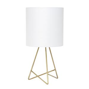 lot 3098 image: Simple Designs Down to the Wire Table Lamp with Fabric Shade, Gold with White Shade
