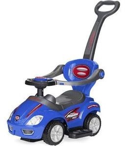 lot 3100 image: Best Choice Products Kids 3-in-1 Push and Pedal Car Toddler Ride On w Handle, Horn, Music - Blue