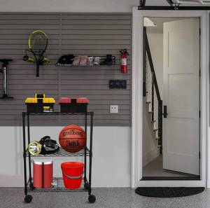 lot 3515 image: Simple Deluxe Heavy Duty 3-Shelf Shelving with Wheels, Adjustable Storage Units, Steel Organizer Wire Rack, 23 W x 13 D x 30 H, Black