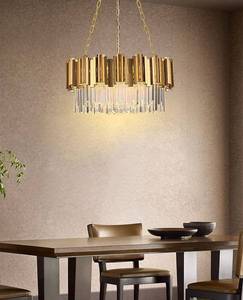 lot 3534 image: Modern K9 Crystal Pendant Lighting, Round Gold Crystal Chandelier Contemporary Luxury Pendant Ceiling Lighting Fixture for Dining Living Room Kitchen Island Bedroom Foyer Hallway