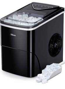 lot 3535 image: Silonn Ice Makers Countertop, 9 Cubes Ready in 6 Mins, 26lbs in 24Hrs, Self-Cleaning Ice Machine with Ice Scoop and Basket, 2 Sizes of Bullet Ice for Home Kitchen Office Bar Party