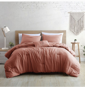 lot 3606 image: Modern Threads 4 Piece Garment Washed Beck Comforter Set Dark Rose Full Queen
