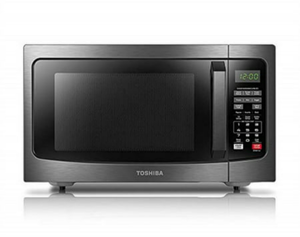 lot 3609 image: Toshiba EM131A5C-BS Microwave Oven with Smart Sensor Easy Clean Interior ECO Mode and Sound OnOff 1.2 Cu.ft 1100W Black Stainless Steel