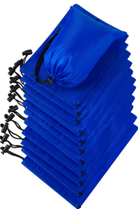 lot 3613 image: APPROX 75 COUNT Drawstring Bag - Nylon Cinch and Ditty Stuff Pouch with Toggle for Gym, Sports, Luggage, Storage, Travel - Dopp Kit - Lightweight, Foldable and Compact Multi-Purpose Pack (5 x 7 - 12 pack, Blue)