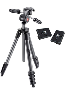 lot 3614 image: Manfrotto MKCOMPACTADV-BK Compact Advanced Tripod with 3-Way Head (Black) �� with Two ZAYKiR Quick Release Plates for The RC2 Rapid Connect Adapter