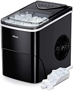 lot 3621 image: Silonn Ice Makers Countertop, 9 Cubes Ready in 6 Mins, 26lbs in 24Hrs, Self-Cleaning Ice Machine with Ice Scoop and Basket, 2 Sizes of Bullet Ice for Home Kitchen Office Bar Party (B08ZYJ8CRX)