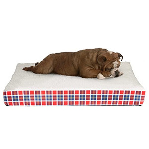 lot 3622 image: Orthopedic Dog Bed with Memory Foam and Sherpa Top �� Removable, Machine Washable Cover �� 30.5 X 20.5 X 3.5 Pet Bed by Petmaker (Plaid)