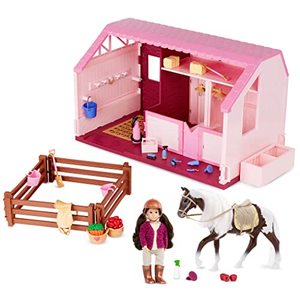 lot 3627 image: Lori Dolls �� Philippa��s Horse & Stable Set �� Mini Doll, Toy Horse & Stable �� 6-inch Horseback Riding Doll, Barn & Accessories �� Playset with Working Lights & Water Feature �� 3 Years 