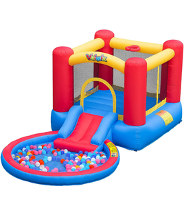 lot 3637 image: Valwix Inflatable Bounce House with Blower for Kids 3-5 yo, Bouncy Castle w Waterslide & Pool for Wet Dry Combo, Bouncer w Repair Kits, Fun Bounce Area with Basketball Hoop